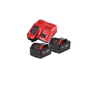Energy Kit M18: 2 Batterie 5 Ah resistenti agenti chimici, 1 Caricabatterie