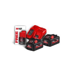 Energy Kit M18: 2 Batterie 5.5 Ah HIGH OUTPUT, 1 Caricabatterie, 1 Batteria M12 B3 Extra